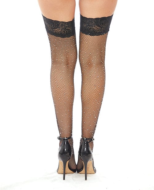 Rhinestone Thigh High W/silicone O/s Lingerie