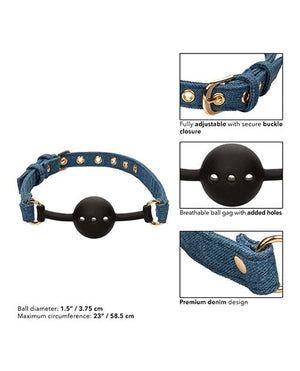 Ride 'Em Premium Denim Collection Ball Gag Bondage Blindfolds & Restraints