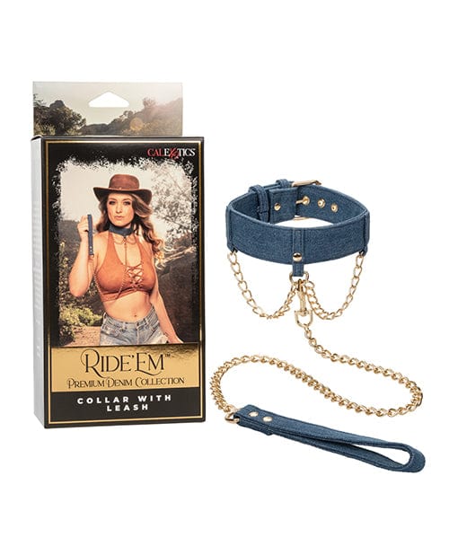 Ride 'Em Premium Denim Collection Collar w/Leash Bondage Blindfolds & Restraints