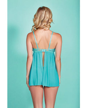 Riley Eyelash Lace Soft Cup Babydoll & Panty Teal Lingerie