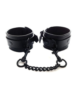 Rouge Leather Ankle Cuffs - Black with Black Bondage Blindfolds & Restraints