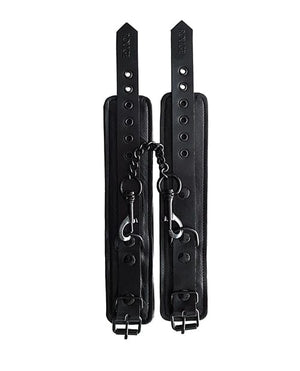 Rouge Leather Ankle Cuffs - Black with Black Bondage Blindfolds & Restraints