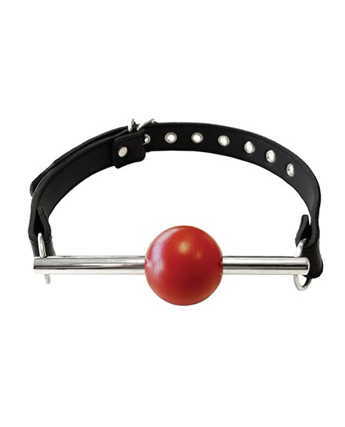 Rouge Leather Ball Gag with Stainless Steel Rod and Removable Ball - Black with Red Bondage Blindfolds & Restraints