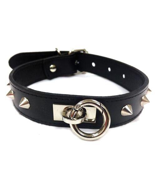 Rouge Leather O Ring Studded Collar Black Bondage Blindfolds & Restraints