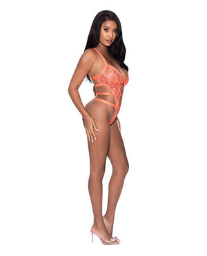 Rude Awakening Strappy Teddy Orange Lingerie