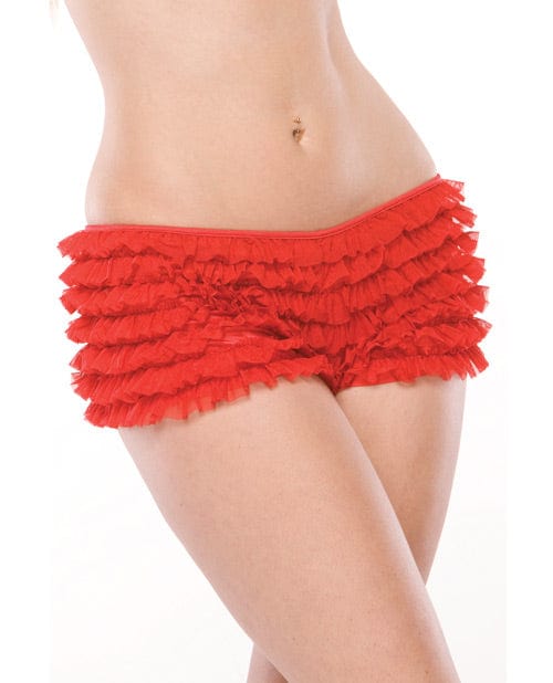 Ruffle Shorts W/back Bow Detail Red / Extra Large Lingerie - Plus/queen - Hanging