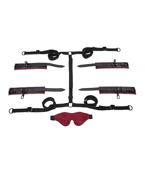 Saffron Under the Bed Adjustable Restraint System - Black and Red Bondage Blindfolds & Restraints