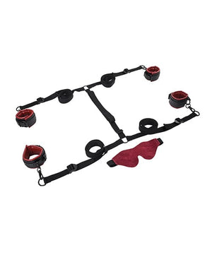 Saffron Under the Bed Adjustable Restraint System - Black and Red Bondage Blindfolds & Restraints