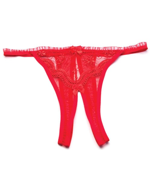 Scalloped Embroidery Crotchless Panty Red Lingerie