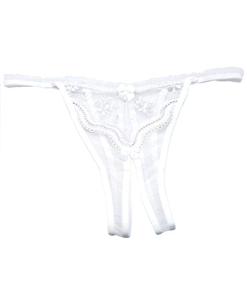 Scalloped Embroidery Crotchless Panty White Lingerie