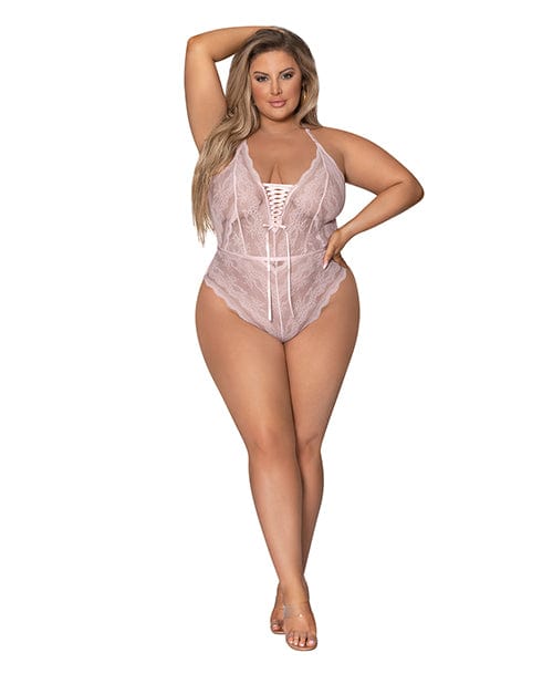 Seabreeze Strappy Back Teddy w/Snap Crotch Blush 2X Lingerie - Plus/queen - Packaged