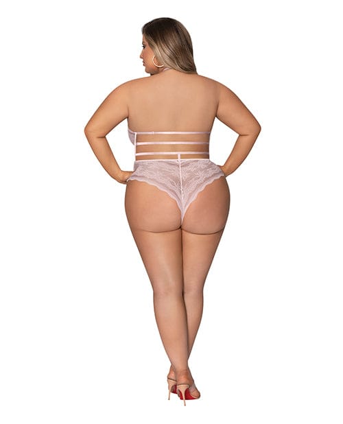 Seabreeze Strappy Back Teddy w/Snap Crotch Blush 2X Lingerie - Plus/queen - Packaged