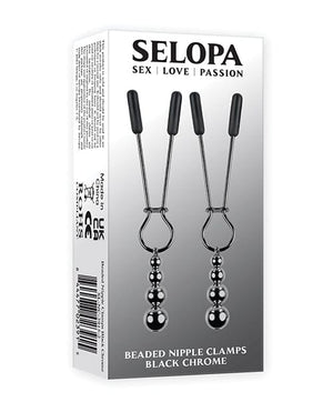 Selopa Beaded Nipple Clamps Black Chrome Bondage Blindfolds & Restraints