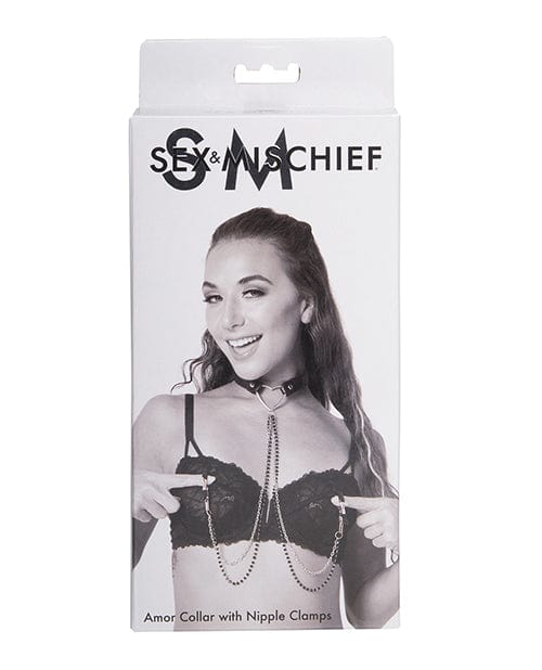 Sex & Mischief Amor Collar w/Nipple Clamps Bondage Blindfolds & Restraints