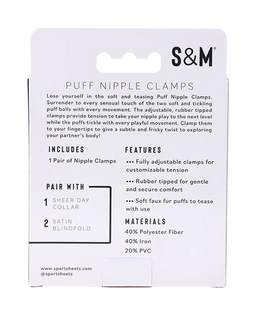 Sex & Mischief Puff Nipple Clamps Bondage Blindfolds & Restraints