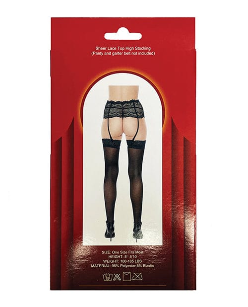 Sheer Lace Top Stocking Black O/S Lingerie