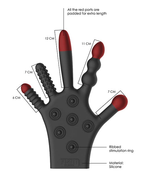 Shots Fistit Silicone Stimulation Glove - Black Stimulators