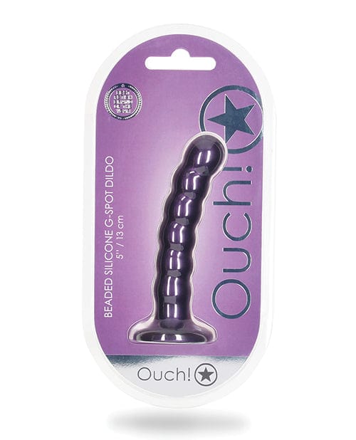 Shots Ouch 5" Beaded G-spot Dildo Metallic Purple Dongs & Dildos