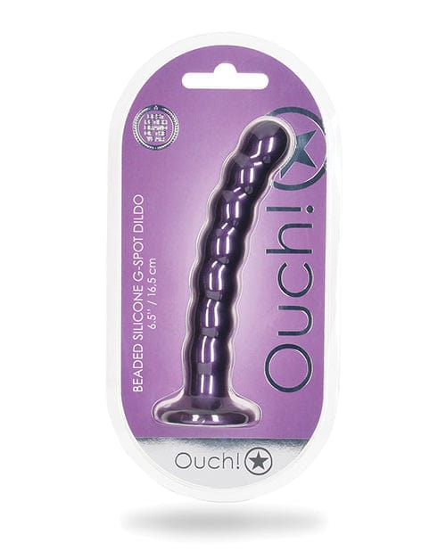 Shots Ouch 6.5" Beaded G-spot Dildo Metallic Purple Dongs & Dildos