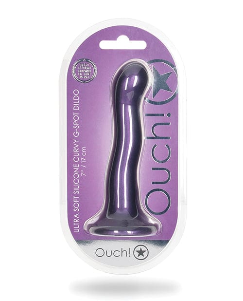 Shots Ouch 7" Curvy G-spot Dildo Metallic Purple Dongs & Dildos