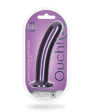 Shots Ouch 7" Smooth G-spot Dildo Metallic Purple Dongs & Dildos