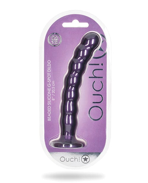 Shots Ouch 8" Beaded G-spot Dildo Metallic Purple Dongs & Dildos