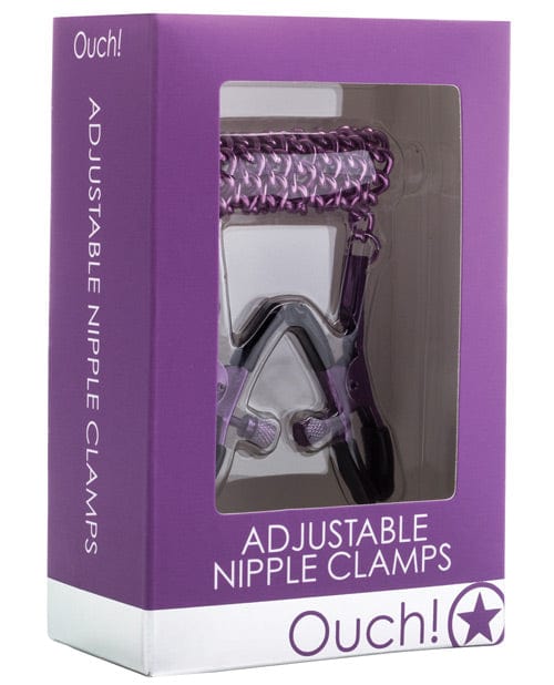 Shots Ouch Adjustable Nipple Clamps W/chain Purple Bondage Blindfolds & Restraints