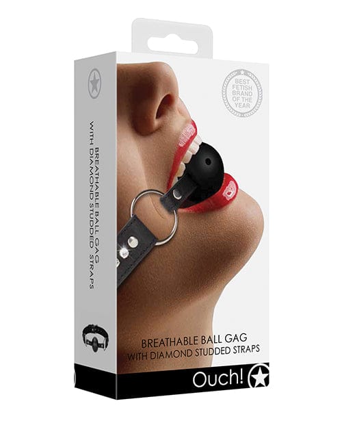 Shots Ouch Diamond Breathable Ball Gag - Black Bondage Blindfolds & Restraints