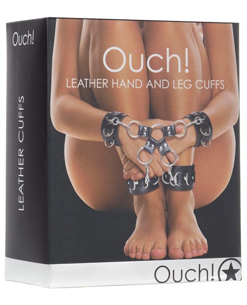 Shots Ouch Leather Hand & Leg Cuffs Black Bondage Blindfolds & Restraints