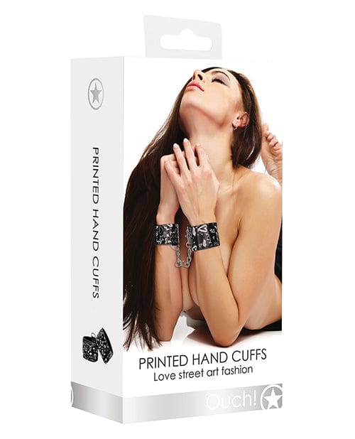 Shots Ouch Love Street Art Fashion Printed Hand Cuffs - Black Bondage Blindfolds & Restraints