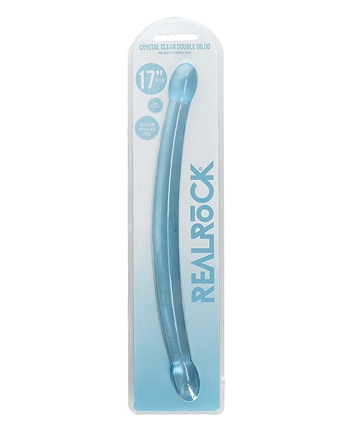 Shots Realrock Crystal Clear 17" Double Dildo Blue Dongs & Dildos