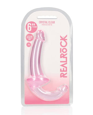 Shots Realrock Crystal Clear 6" Strapless Strap-on Pink Strap Ons