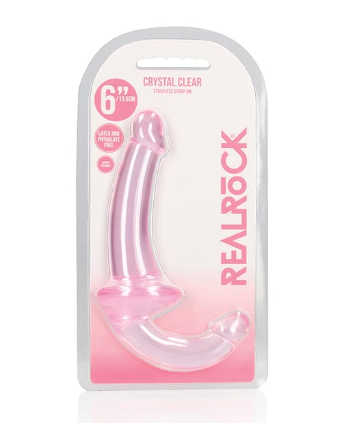 Shots Realrock Crystal Clear 6" Strapless Strap-on Pink Strap Ons