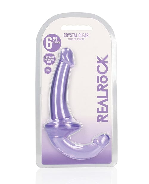 Shots Realrock Crystal Clear 6" Strapless Strap-on Purple Strap Ons