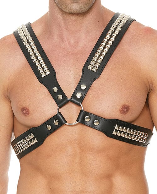 Shots Uomo Men's Pyramid Stud Body Harness - Black Bondage Blindfolds & Restraints