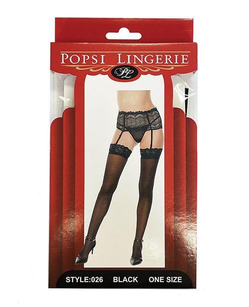 Silicone Lace Top Thigh High Black O/S Lingerie