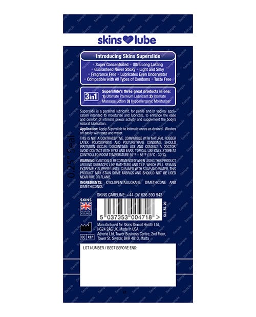 Skins Super Slide Silicone Based Lubricant - 5 ml Foil Lubricants