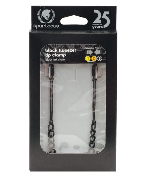 Spartacus Adjustable Black Tweezer Nipple Clamps w/Chain Bondage Blindfolds & Restraints