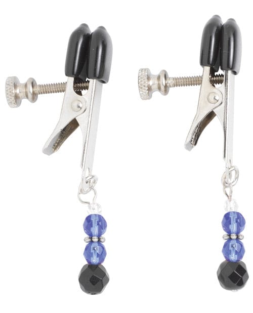 Spartacus Adjustable Broad Tip Blue Beaded Nipple Clamps Bondage Blindfolds & Restraints