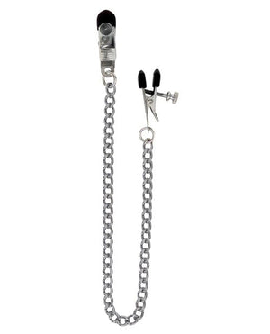 Spartacus Adjustable Broad Tip Nipple Clamps w/Link Chain Bondage Blindfolds & Restraints