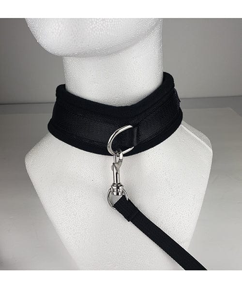 Spartacus Collar & Leash - Neoprene Black Bondage Blindfolds & Restraints