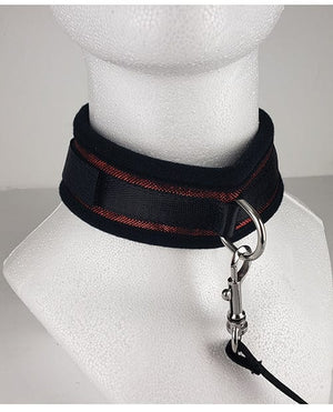 Spartacus Collar & Leash - Neoprene Red Bondage Blindfolds & Restraints