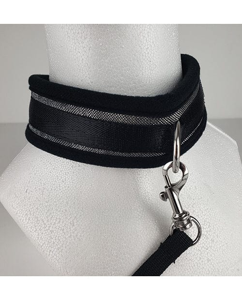 Spartacus Collar & Leash - Neoprene Silver Bondage Blindfolds & Restraints