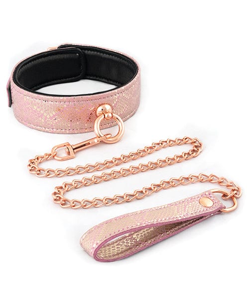 Spartacus Micro Fiber Collar & Leash w/Leather Lining - Pink Bondage Blindfolds & Restraints
