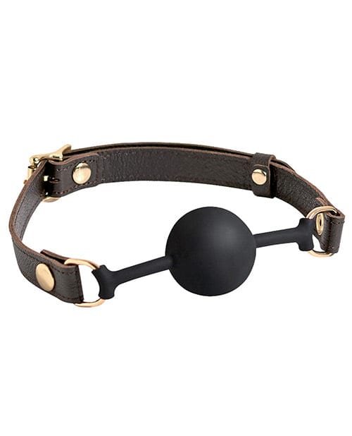 Spartacus Silicone Ball Gag - Brown Leather Strap Ball 43mm Bondage Blindfolds & Restraints