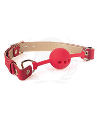 Spartacus Silicone Ball Gag with Red & Gold PU Straps - 46mm: Bold, Comfortable, and Perfect for Sensory Play