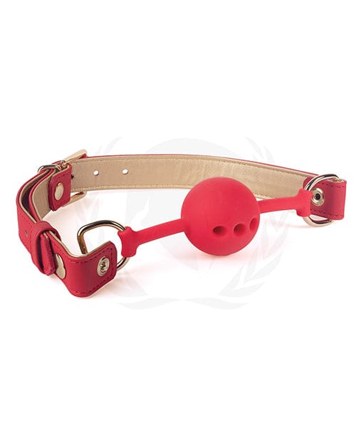 Spartacus Silicone Ball Gag w/Red Gold PU Straps - 46 mm Bondage Blindfolds & Restraints