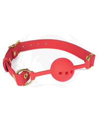 Spartacus Silicone Ball Gag with Red PU Straps - 46mm: Bold, Comfortable, and Perfect for Sensory Exploration