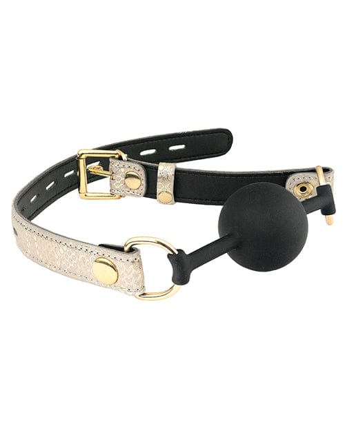 Spartacus Silicone Gag W/leather Lining - Snakeskin Micro Fiber White Bondage Blindfolds & Restraints