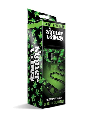 Stoner Vibes Glow in the Dark Collar & Leash Bondage Blindfolds & Restraints